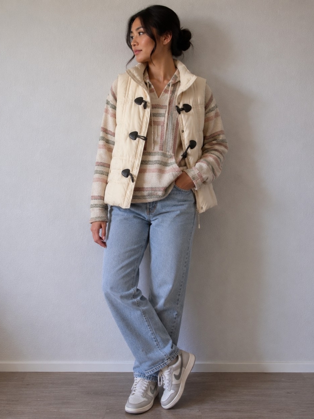 Charter Club Cream Toggle Puffer Vest